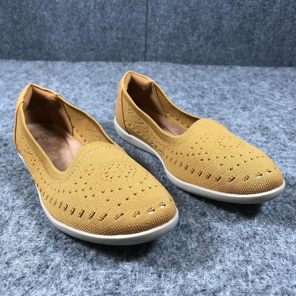 Earth Origins Womens‎ 8.5 Yellow Knit Slip On Flats Comfort Casual Shoes
